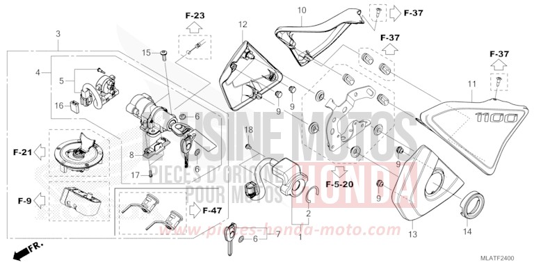 COUVERCLE LATERAL/COMMUTATEUR COMBINE de CMX 1100 "Rebel" IRIDIUM GRAY METALLIC (NHC65) de 2026